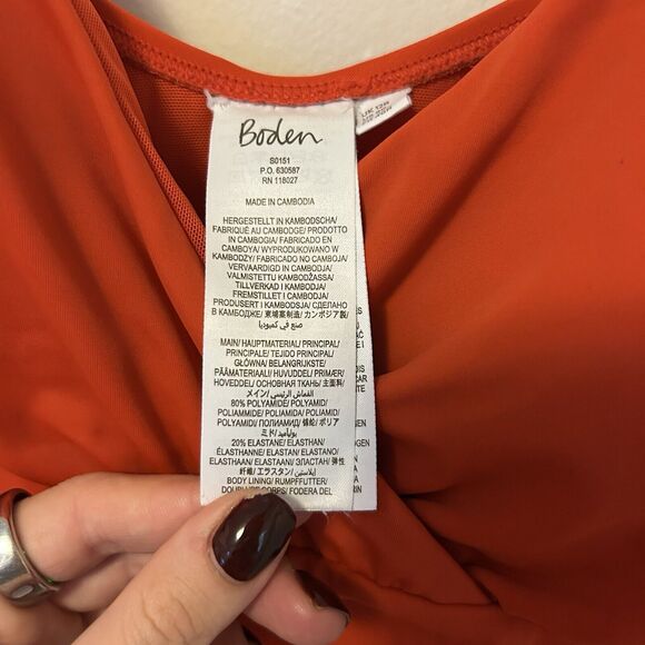 Boden Levanzo Ruched Halter Swimsuit Bathing Suit 8 Red Vacation Beach Classic - Picture 6 of 7